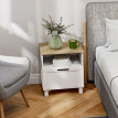 Table de chevet Heluis moderne avec tiroir et étagère ouverte blanc bois