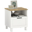 Table de chevet Heluis moderne avec tiroir et étagère ouverte blanc bois