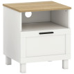 Table de chevet Heluis moderne avec tiroir et étagère ouverte blanc bois