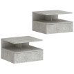 Table de chevet Belisval murale avec tiroir et niche gris ciment