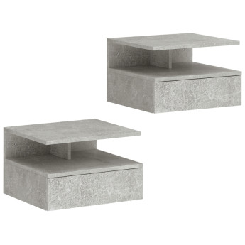 Table de chevet Belisval murale avec tiroir et niche gris ciment
