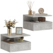 Table de chevet Belisval murale avec tiroir et niche gris ciment