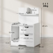 Table de chevet Aveo rangement 2 tiroirs étagères Blanc brillant