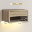 Table de Chevet Eleo LED RGB Flottante avec Tiroir Bois Naturel
