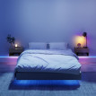 Table de Chevet Eleo LED RGB Flottante avec Tiroir Bois Naturel