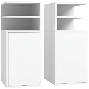 Table de chevet Torin meuble de chambre avec rangement blanc