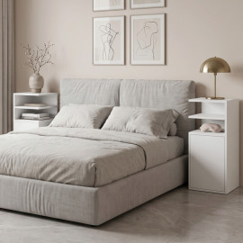 Table de chevet Torin meuble de chambre avec rangement blanc