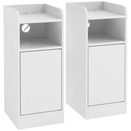 Table de chevet Torola avec station de charge et rangement blanc