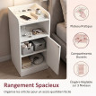 Table de chevet Torola avec station de charge et rangement blanc