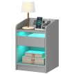 Table de chevet Orer LED USB charge gris