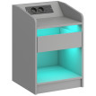 Table de chevet Orer LED USB charge gris
