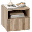 Table de chevet Felal murale design sans poignée niche ouverte tiroir bois naturel
