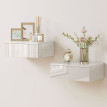 Florier Lot de 2 tables de chevet murales avec tiroir Blanc