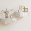 Florier Lot de 2 tables de chevet murales avec tiroir Blanc