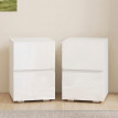 Ylova Lot de 2 Tables de Chevet avec 2 Tiroirs Haute Brillance Blanc