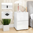 Ylova Lot de 2 Tables de Chevet avec 2 Tiroirs Haute Brillance Blanc