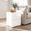Ylova Lot de 2 Tables de Chevet avec 2 Tiroirs Haute Brillance Blanc