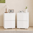 Ylova Lot de 2 Tables de Chevet avec 2 Tiroirs Haute Brillance Blanc