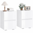 Ylova Lot de 2 Tables de Chevet avec 2 Tiroirs Haute Brillance Blanc