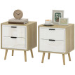 Galon Lot de 2 Tables de Chevet Modernes 2 Tiroirs Blanc Chêne