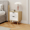 Galon Lot de 2 Tables de Chevet Modernes 2 Tiroirs Blanc Chêne