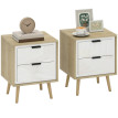 Galon Lot de 2 Tables de Chevet Modernes 2 Tiroirs Blanc Chêne