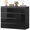 Buffet Beleier rangement moderne 5 tiroirs étagère réglable noir laqué