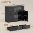 Buffet Beleier rangement moderne 5 tiroirs étagère réglable noir laqué