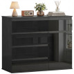 Buffet Beleier rangement moderne 5 tiroirs étagère réglable noir laqué
