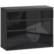 Buffet Beleier rangement moderne 5 tiroirs étagère réglable noir laqué