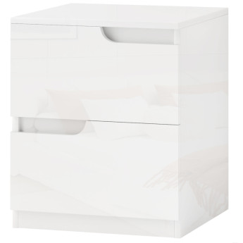 Table de nuit Rosys moderne 2 tiroirs design brillant blanc