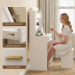 Coiffeuse Nalen miroir éclairé tabouret rembourré rangement blanc