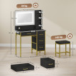 Ralac Coiffeuse maquillage miroir LED station de charge noir