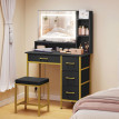 Ralac Coiffeuse maquillage miroir LED station de charge noir