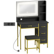 Ralac Coiffeuse maquillage miroir LED station de charge noir