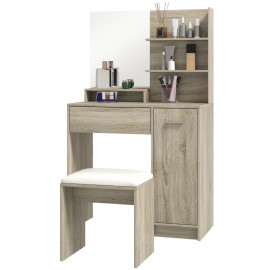 Aubios coiffeuse maquillage miroir tabouret rangement naturel beige