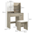 Aubios coiffeuse maquillage miroir tabouret rangement naturel beige