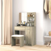 Aubios coiffeuse maquillage miroir tabouret rangement naturel beige