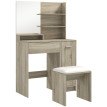Aubios coiffeuse maquillage miroir tabouret rangement naturel beige