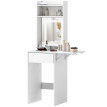 Salson Coiffeuse compacte miroir LED rangement blanc