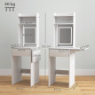 Salson Coiffeuse compacte miroir LED rangement blanc