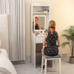 Salson Coiffeuse compacte miroir LED rangement blanc