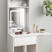 Salson Coiffeuse compacte miroir LED rangement blanc