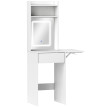 Salson Coiffeuse compacte miroir LED rangement blanc