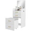 Coiffeuse Beler 3 en 1 miroir tabouret roulant rangement blanc