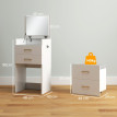 Coiffeuse Beler 3 en 1 miroir tabouret roulant rangement blanc