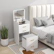 Coiffeuse Beler 3 en 1 miroir tabouret roulant rangement blanc