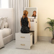 Coiffeuse Beler 3 en 1 miroir tabouret roulant rangement blanc
