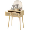 Estarria coiffeuse maquillage miroir arqué rotin naturel