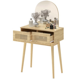 Estarria coiffeuse maquillage miroir arqué rotin naturel